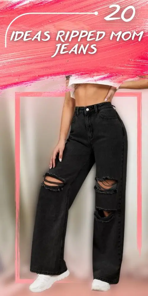 Black Ripped Mom Jeans