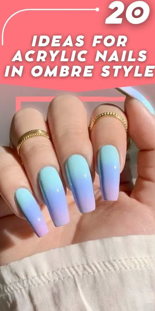 Ombre Acrylic Nails In Blue Tones