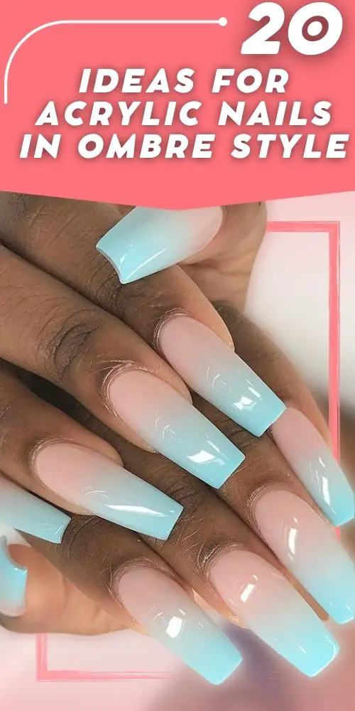 Ombre Acrylic Nails In Blue Tones