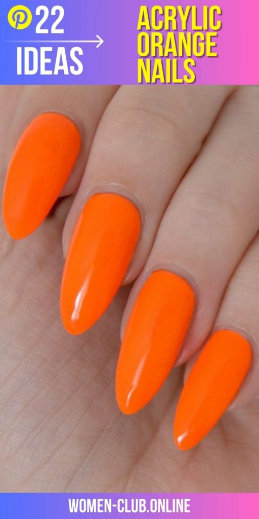 Neon Orange Acrylic Nail Designs For Summer 2023 Bright Short And