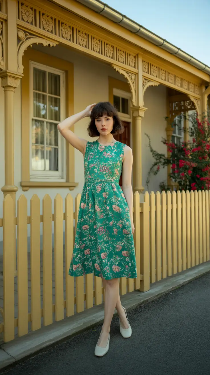 retro vintage summer outfits 2026 Garden Party Nostalgia in Floral Midi Dresses