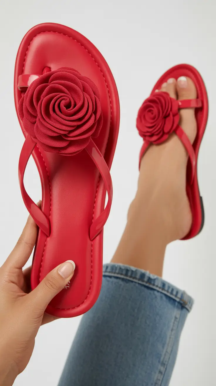 summer flip flops for women Bold Rosette Thong Flip Flops With Romantic Color Energy