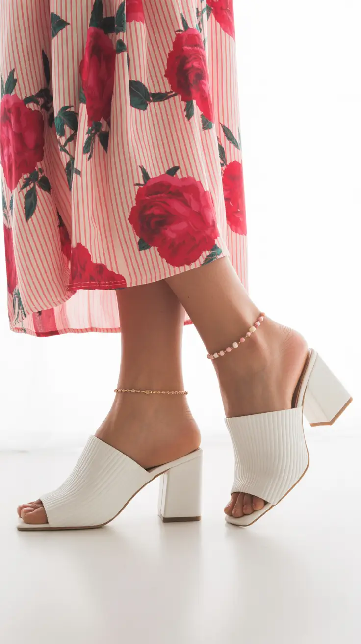 summer flip flops for women Soft White Heeled Slides With Feminine Summer Movement