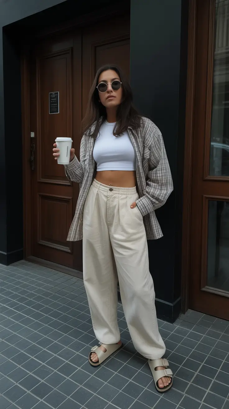 summer outfits with sandals for women 2026 Relaxed Monochrome With Iconic Double-Strap Comfort