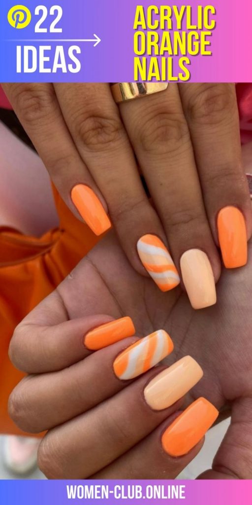 Neon Orange Acrylic Nail Designs for Summer 2023: Bright, Short and Ombre Styles!  Nail Art Ideas