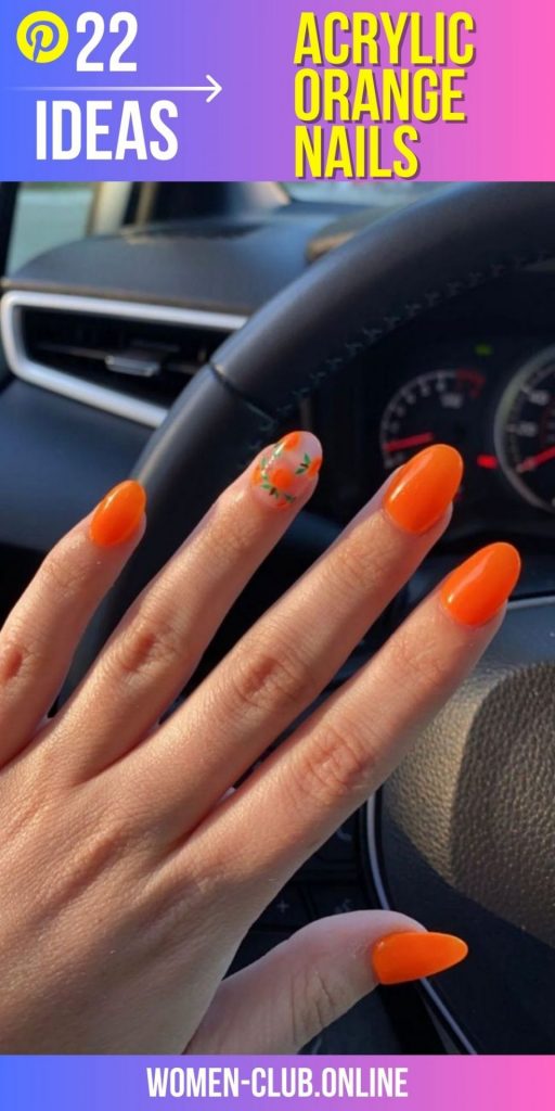 Neon Orange Acrylic Nail Designs for Summer 2023: Bright, Short and Ombre Styles!  Nail Art Ideas