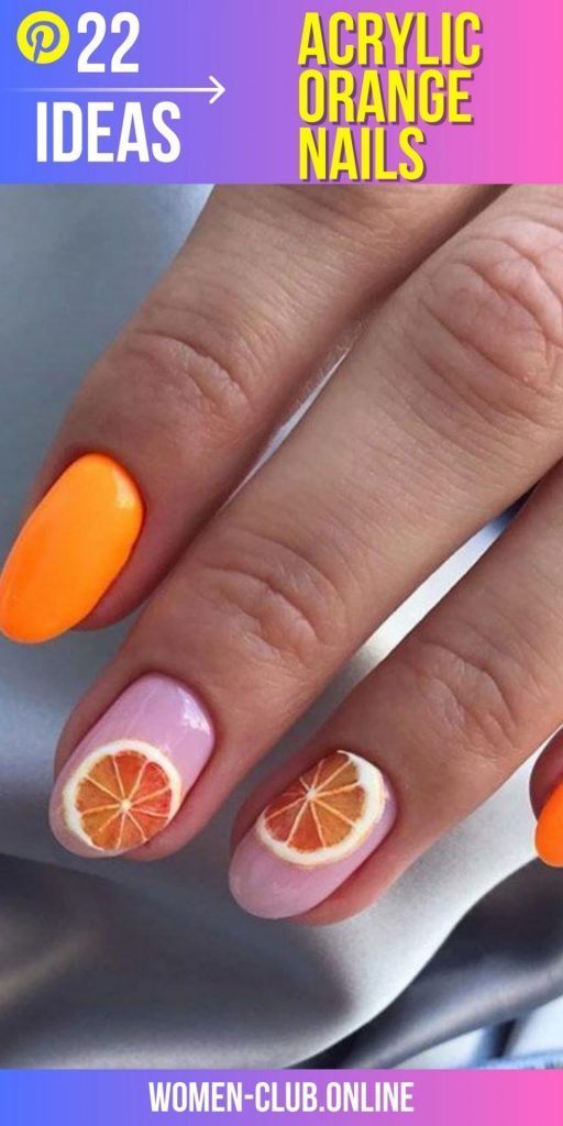 Neon Orange Acrylic Nail Designs for Summer 2023: Bright, Short and Ombre Styles!  Nail Art Ideas