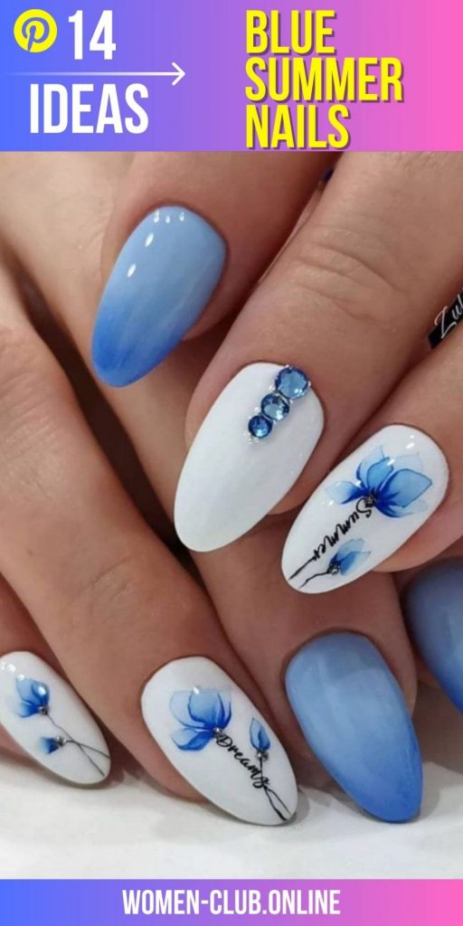 Blue Summer Nails 2023 14 nápadů: Jedinečné a trendy návrhy, které můžete vyzkoušet