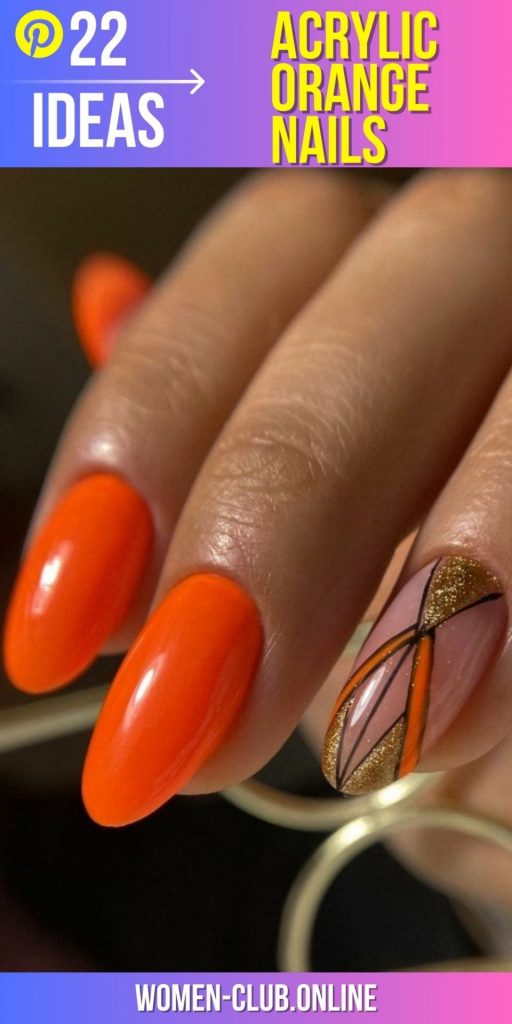 Neon Orange Acrylic Nail Designs for Summer 2023: Bright, Short and Ombre Styles!  Nail Art Ideas