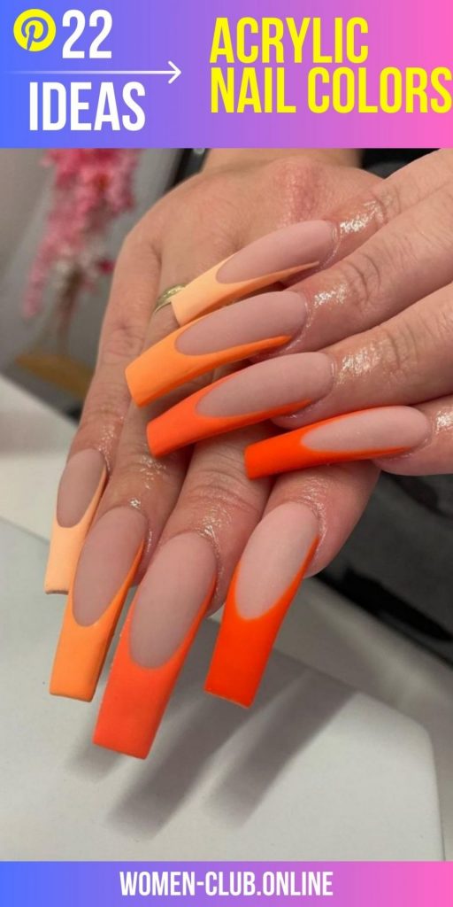 Neon Orange Acrylic Nail Designs for Summer 2023: Bright, Short and Ombre Styles!  Nail Art Ideas