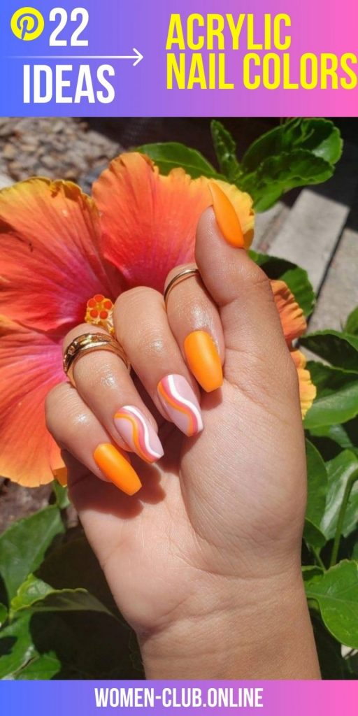 Neon Orange Acrylic Nail Designs for Summer 2023: Bright, Short and Ombre Styles!  Nail Art Ideas