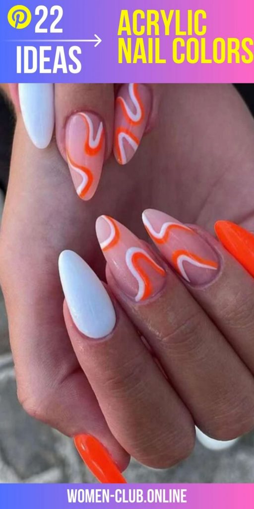 Neon Orange Acrylic Nail Designs for Summer 2023: Bright, Short and Ombre Styles!  Nail Art Ideas