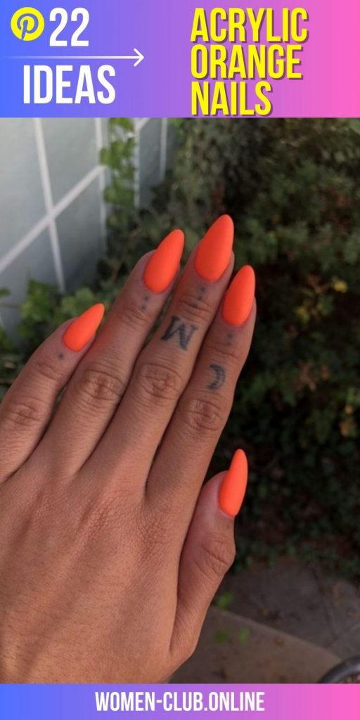 Neon Orange Acrylic Nail Designs for Summer 2023: Bright, Short and Ombre Styles!  Nail Art Ideas