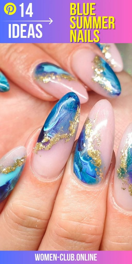 Blue Summer Nails 2023 14 nápadů: Jedinečné a trendy návrhy, které můžete vyzkoušet