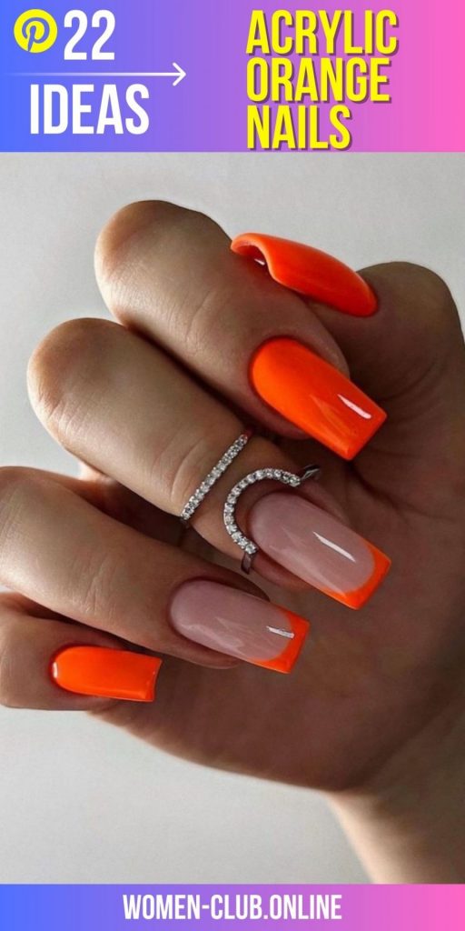 Neon Orange Acrylic Nail Designs for Summer 2023: Bright, Short and Ombre Styles!  Nail Art Ideas