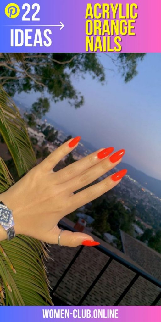 Neon Orange Acrylic Nail Designs for Summer 2023: Bright, Short and Ombre Styles!  Nail Art Ideas