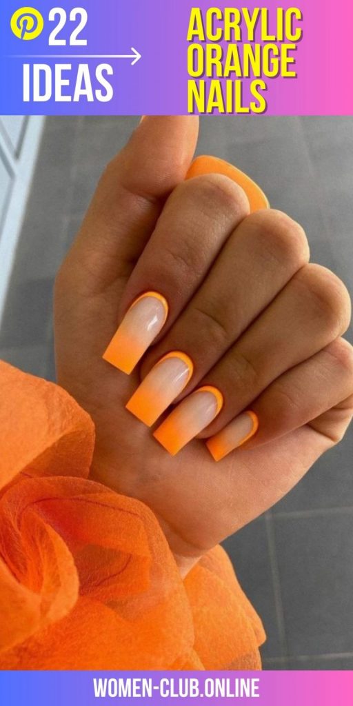 Neon Orange Acrylic Nail Designs for Summer 2023: Bright, Short and Ombre Styles!  Nail Art Ideas