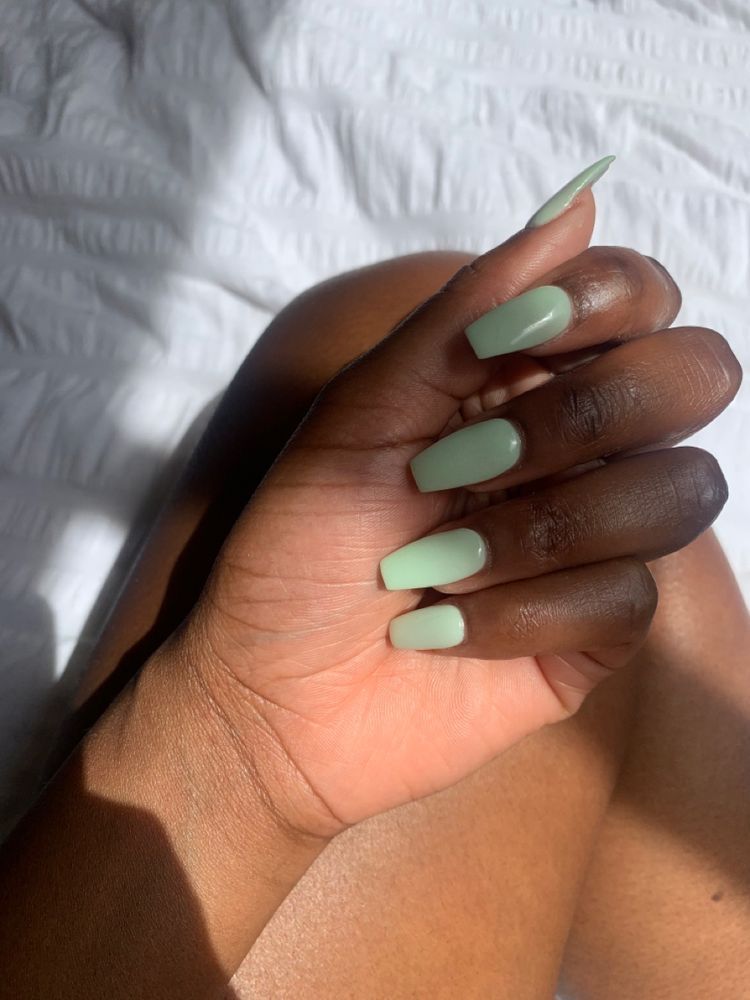 Cool and Calm: Mint Green Nail Designs for Dark Skin Enthusiasts