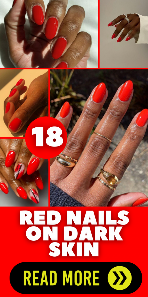 Simple and Classy: Classic Short Red Nails for Dark Skinned Women