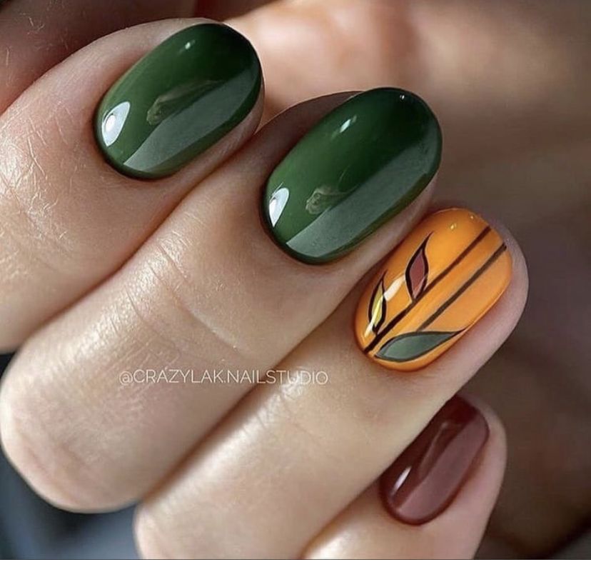 Green Fall Nail 2023 16 Ideas: Embrace Nature's Colors in Your Nail Art