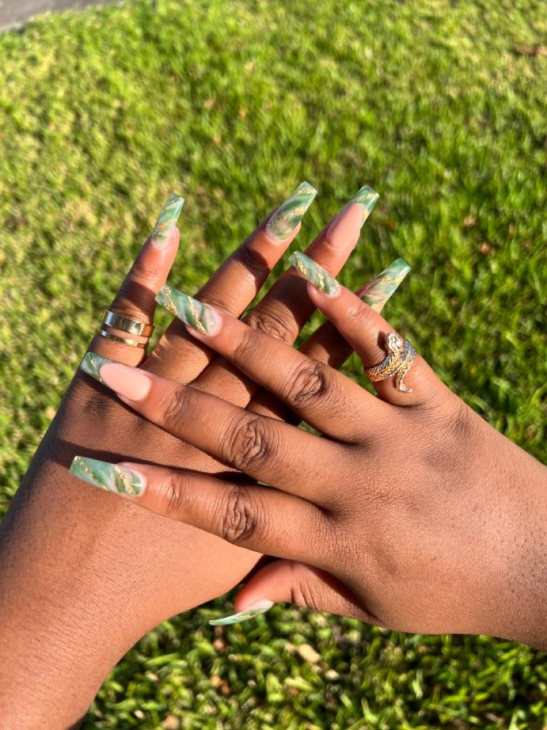 Cool and Calm: Mint Green Nail Designs for Dark Skin Enthusiasts