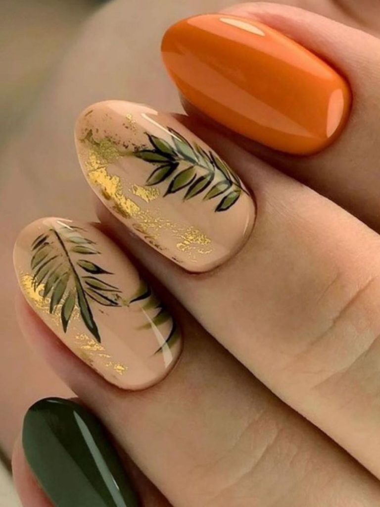 Autumn Inspiration: Cute and Simple Fall Nail Art Designs Featuring Leaves