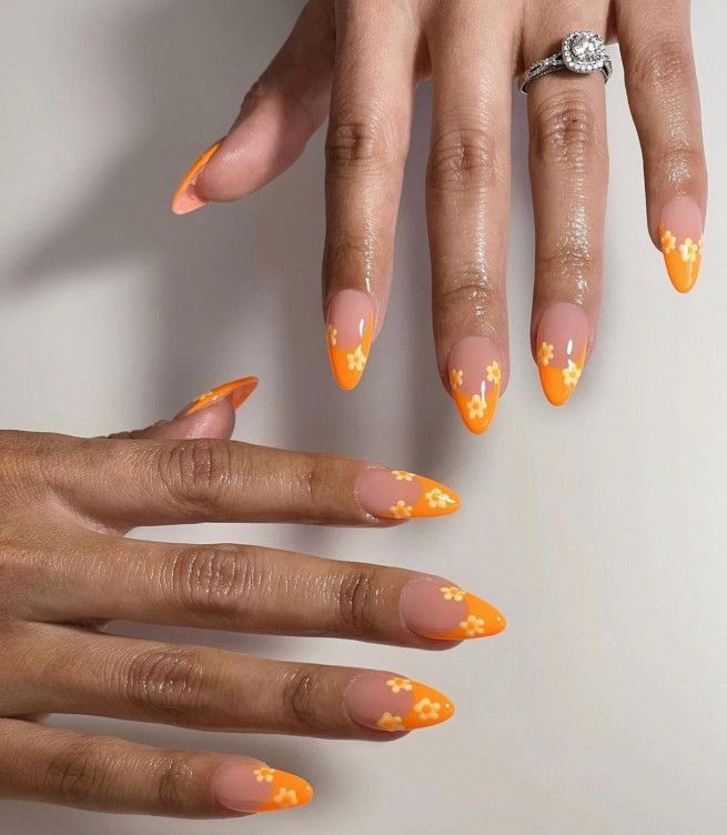 Orange Nails Acrylic 20 nápadů: Živé a trendy vzory nehtů