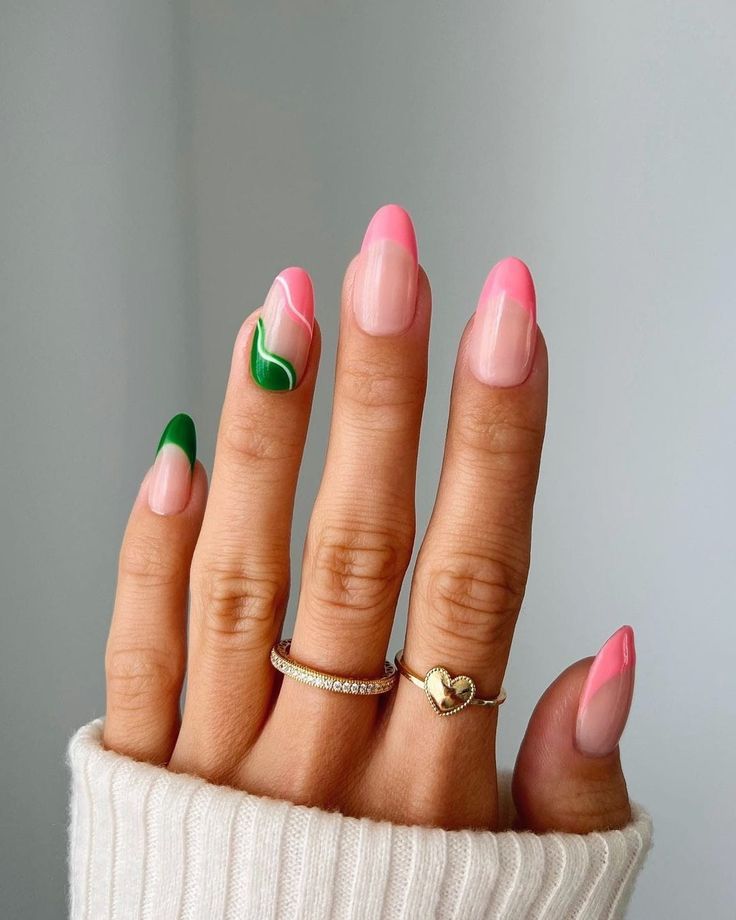 Pink and Green Nails 18 Ideas: A Playful and Chic Combination