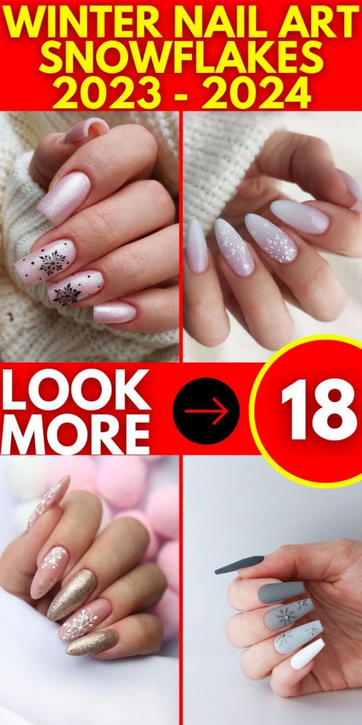 Winter Nail Art Snowflakes 2023 - 2024 18 nápadů