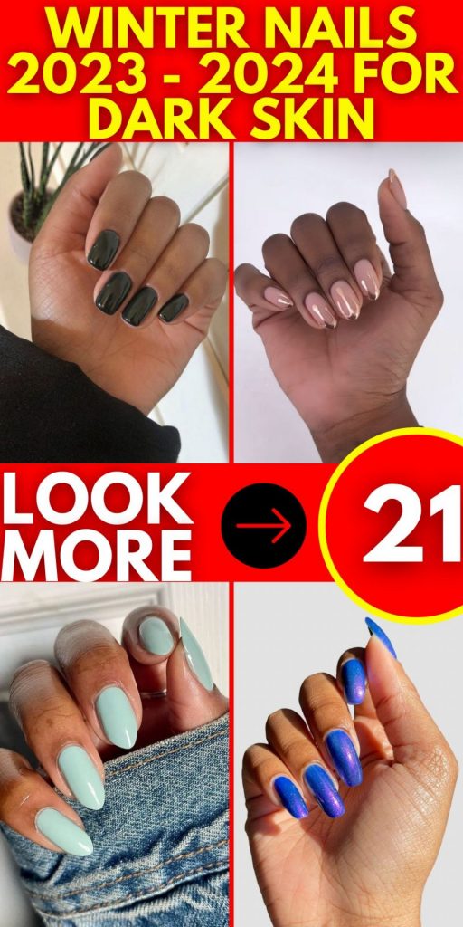 Zimní nehty 2023 - 2024 Dark Skin 21 nápadů: Přijměte sezónu stylově