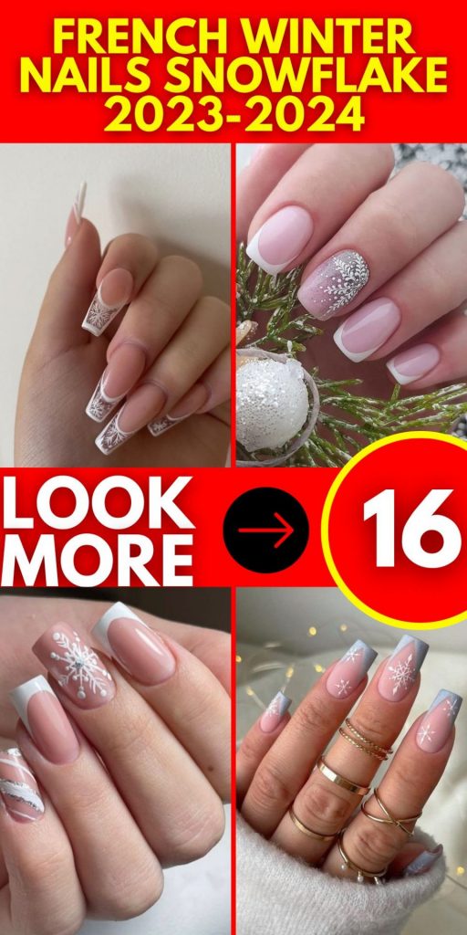 French Winter Nails Snowflake 2023-2024 16 nápadů: Embrace the Frosty Glamour