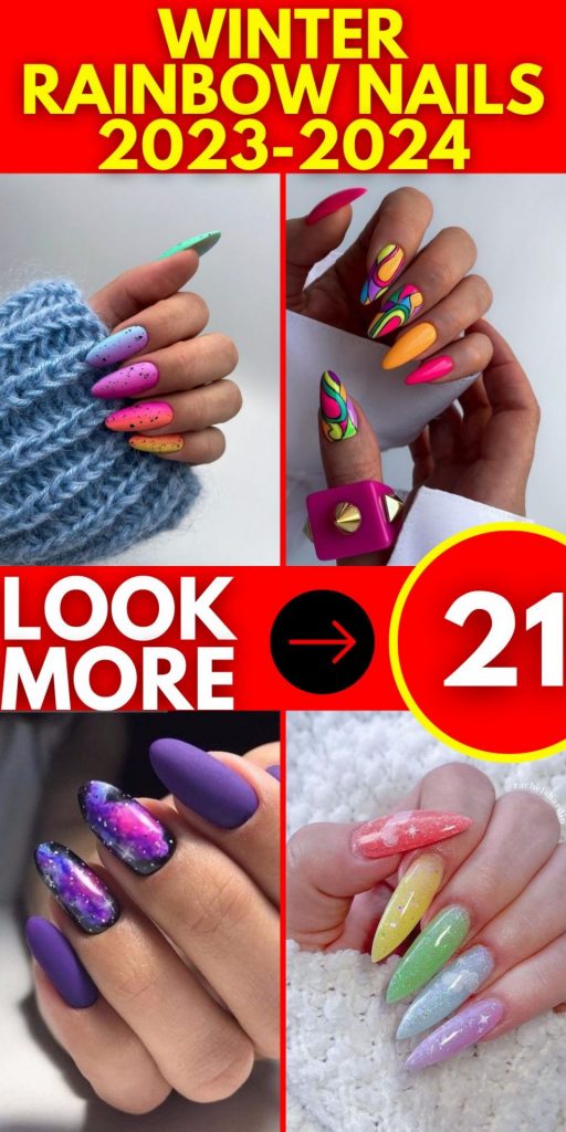 Winter Rainbow Nails 2023-2024 21 nápadů: Embrace the Vibrant Chill