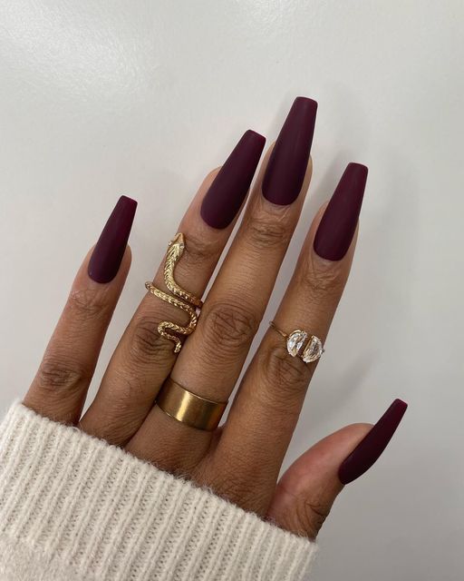 Burgundy Nail Colors Winter 2023 - 2024 16 Ideas