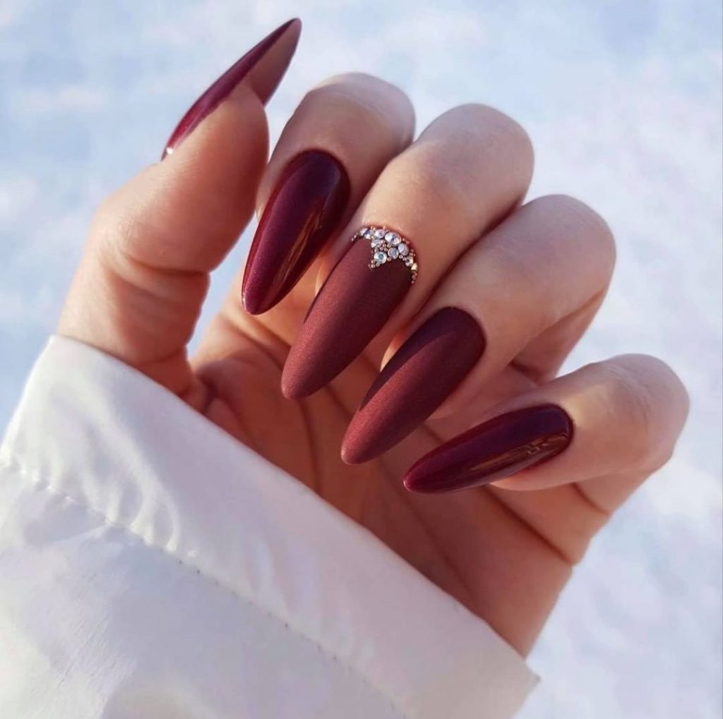 Burgundy Nail Colors Winter 2023 - 2024 16 Ideas