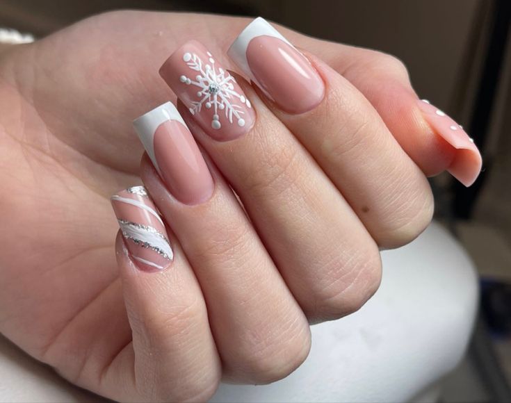 French Winter Nails Snowflake 2023-2024 16 Ideas: Embrace the Frosty Glamour