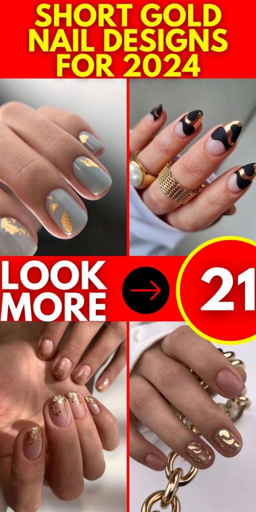 Short Gold Nail Designs for 2024 21 Ideas: NYE and Christmas New Trendsetters