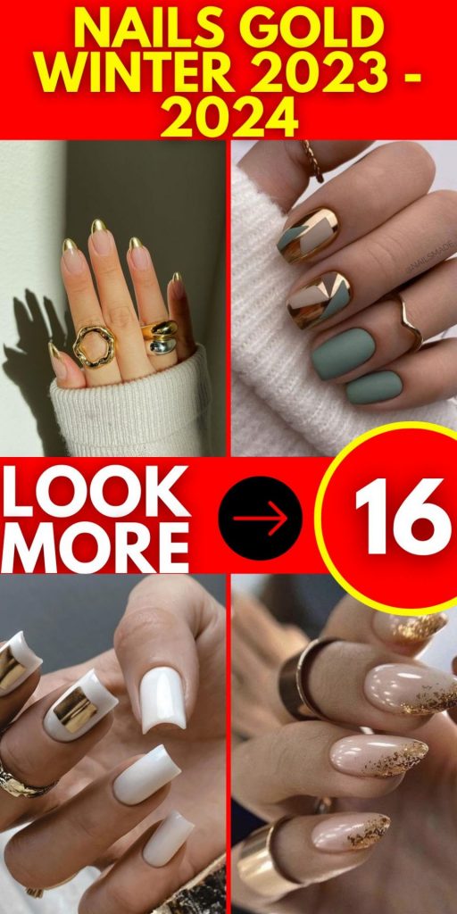 Nail the Winter Look: Glamorous Gold Nail 16 Ideas for 2023-2024