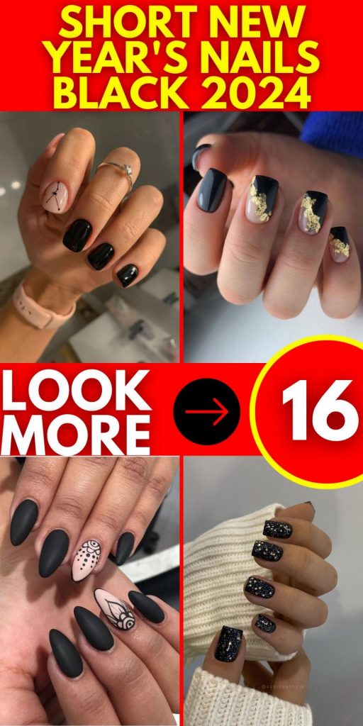 Short New Year's Nails: Black 2024 Designs & Trendy 16 Ideas