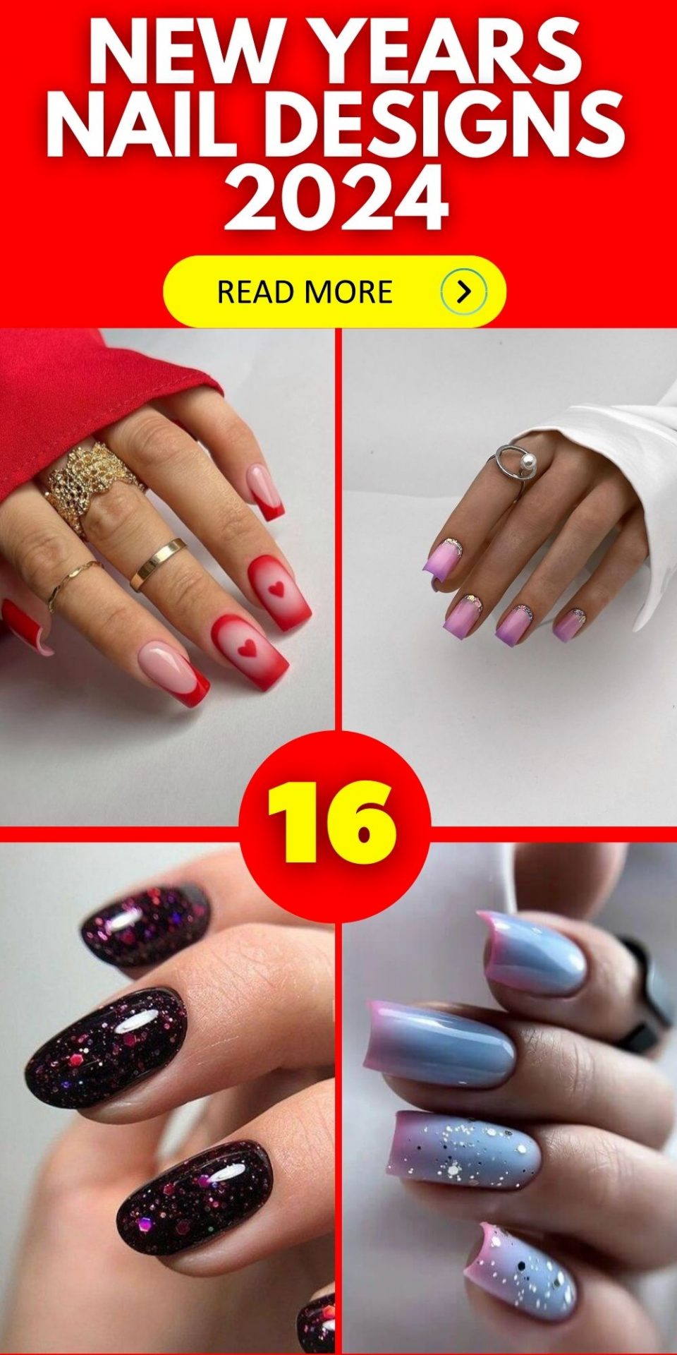 New Year's Nail Designs 2024: Explore Red, Blue, Black & Glitter Bling ...