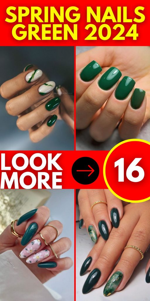 Spring 2024's Fresh Green Nail Trends 16 Ideas