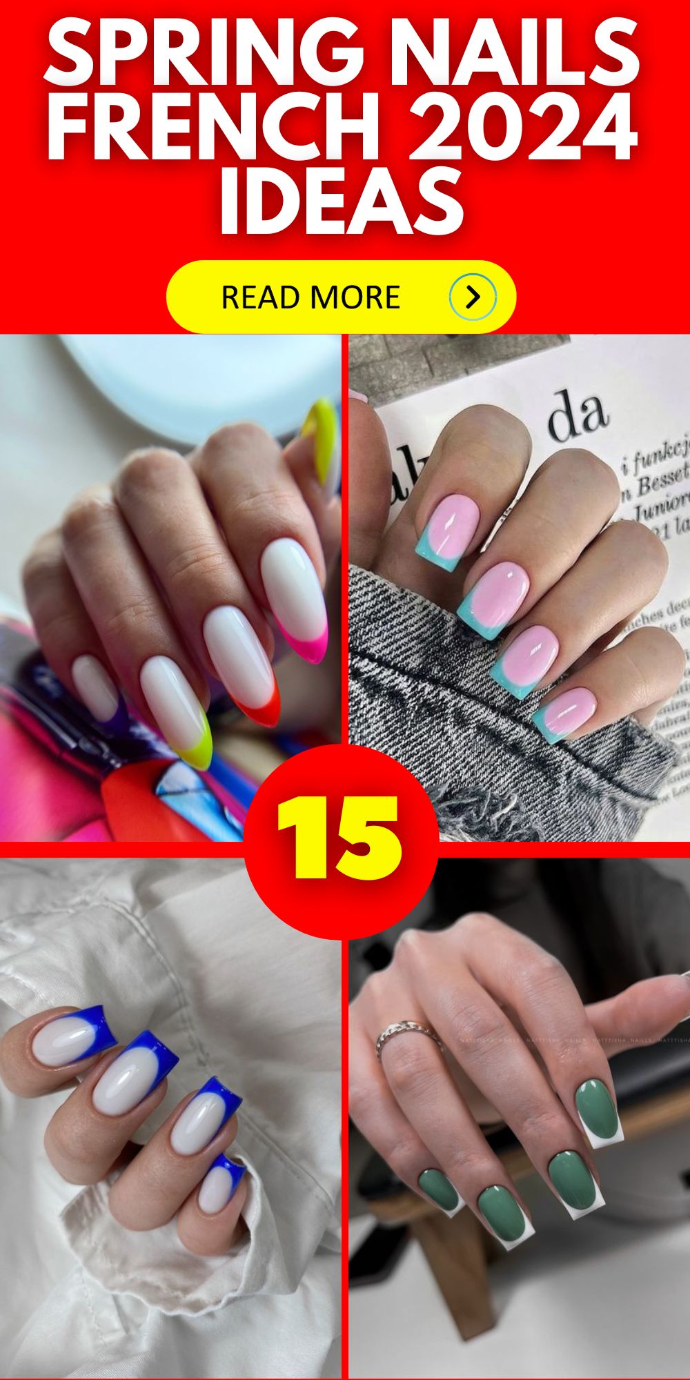Discover Spring French Nails 2024 Fresh Designs Colorful Tips