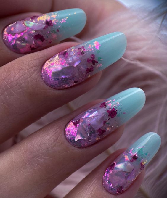 Embrace the Sparkle: Spring Nail with Glitter 2024 16 Ideas