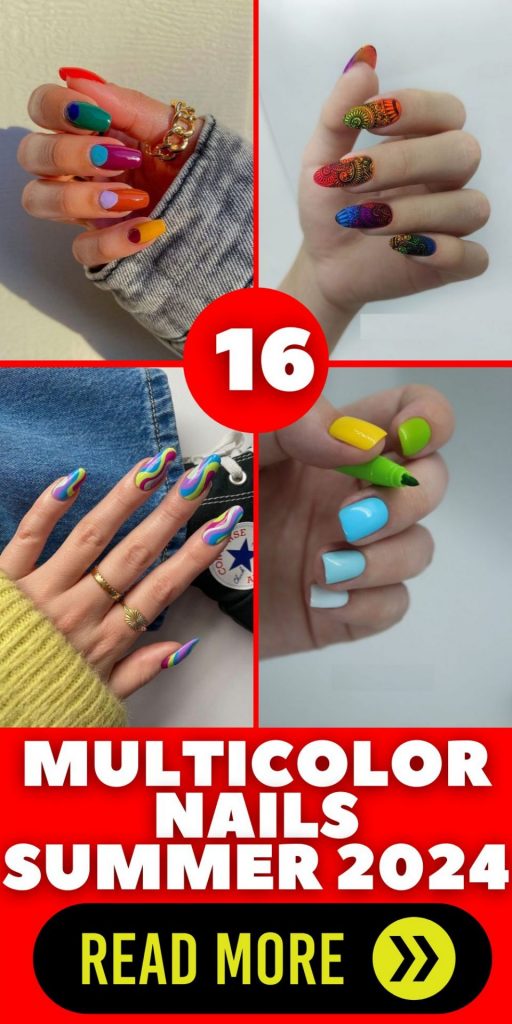 Multicolor Nails: The Trendsetter for Summer 2024 16 Ideas