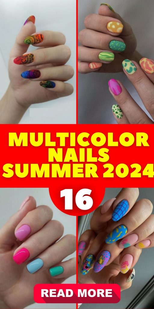 Multicolor Nails: The Trendsetter for Summer 2024 16 Ideas