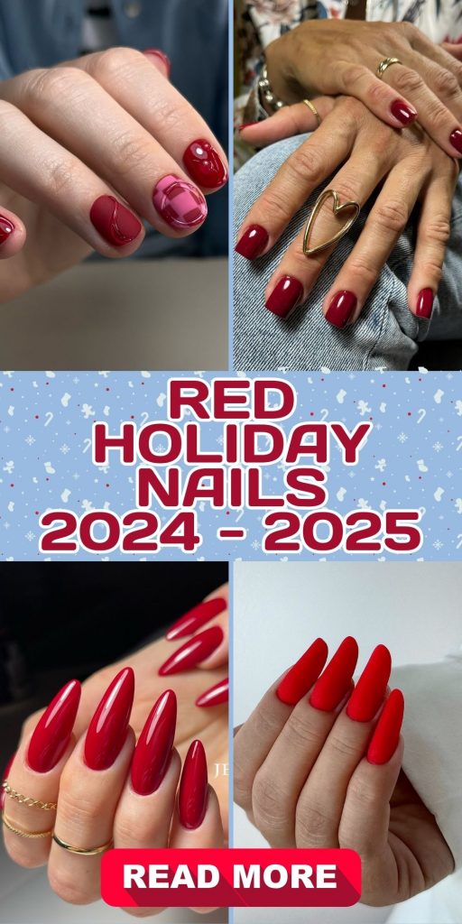 Red Holiday Nails 2024 - 2025: Festive Inspiration for Every Style 22 Ideas