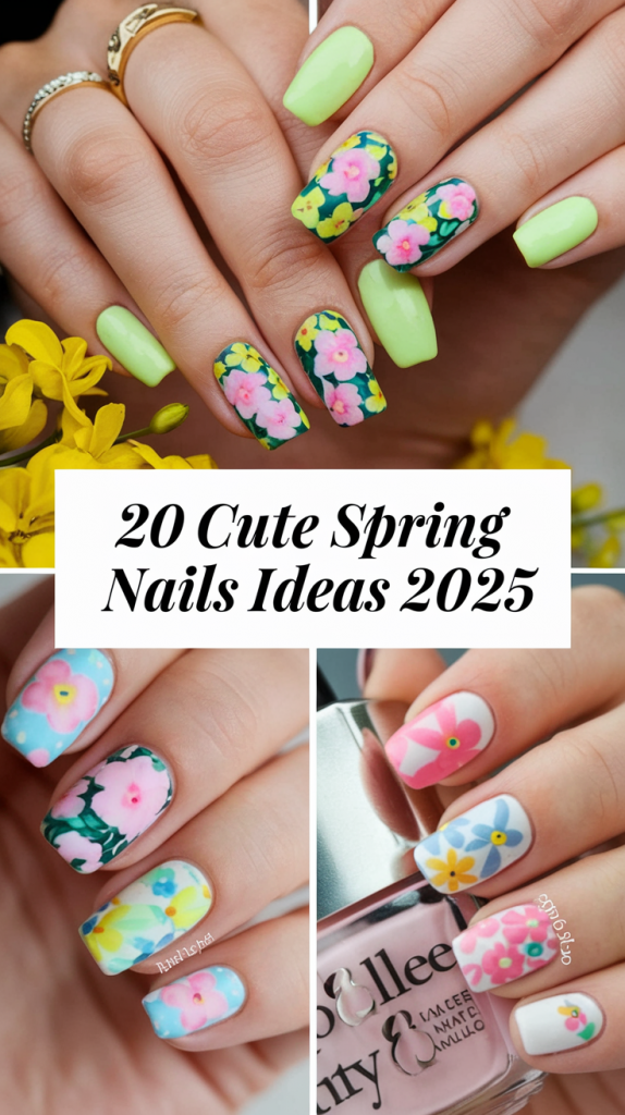 20 Cute Spring Nails Ideas 2025 – Trendy Ombre, Pastel, Boho & Acrylic Designs