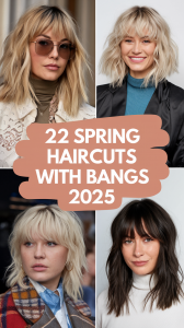 Spring Haircuts with Bangs 2025: 22 Ideas for Lob, Bob, Curly, and Wavy