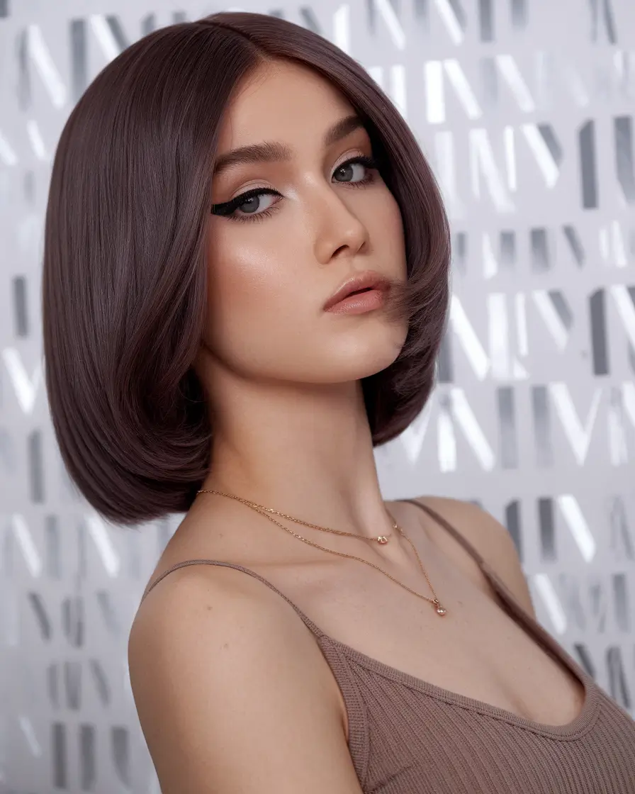 bob haircuts - summer ideas 2025 Rich Plum Volume Bob with a Soft Flip