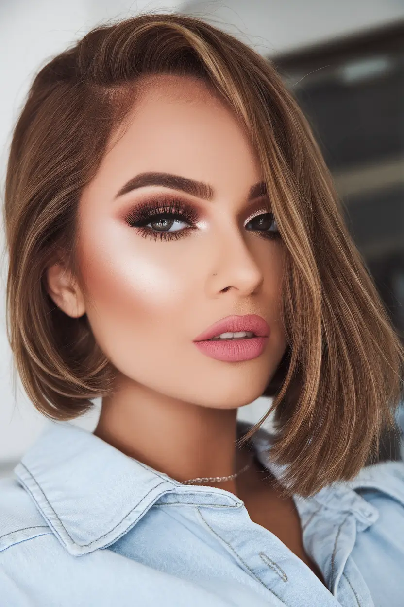 bob haircuts - summer ideas 2025 Sleek Glamour Side Part