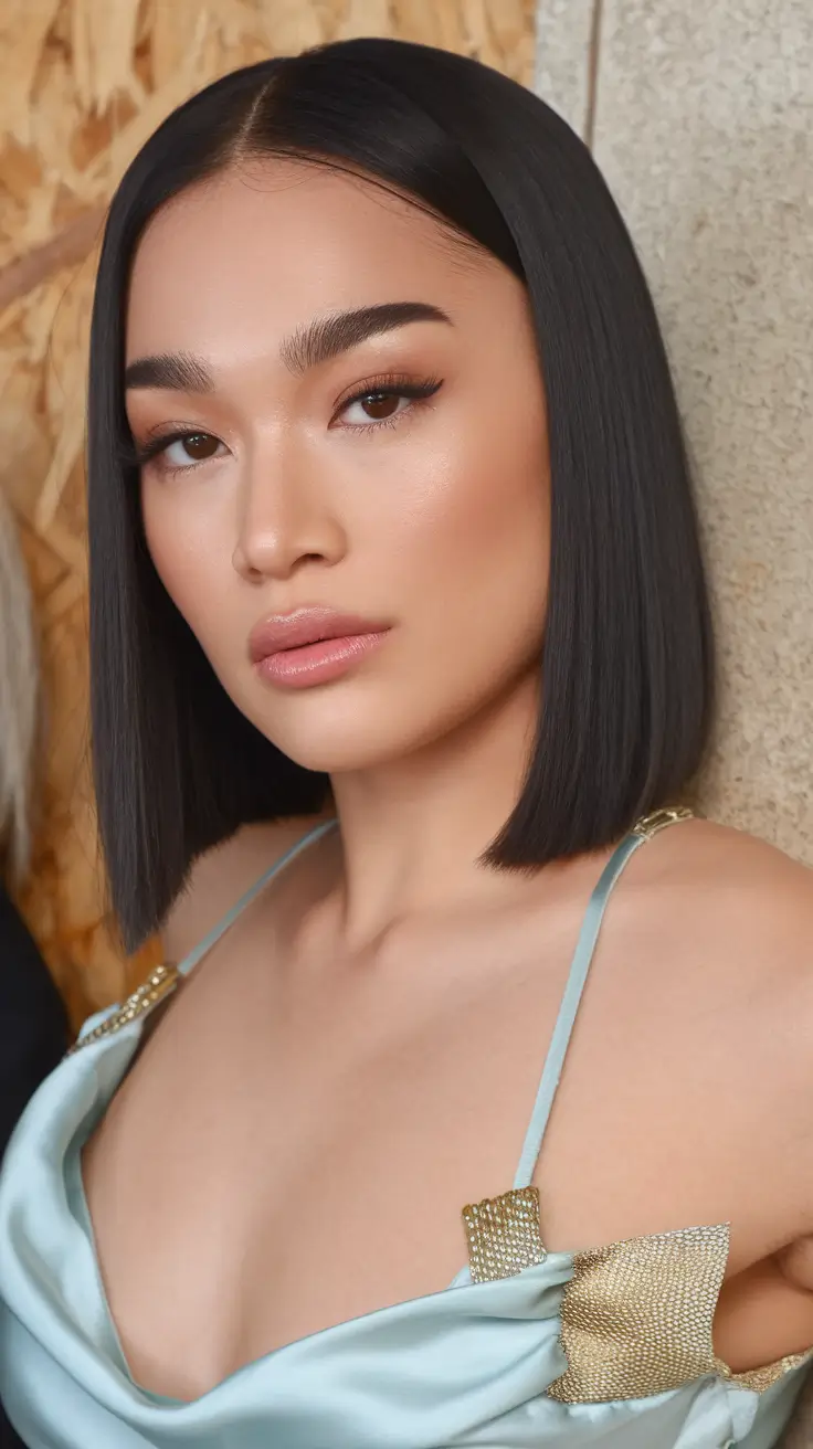bob haircuts - summer ideas 2025 Classic Black Bob with Precision Ends
